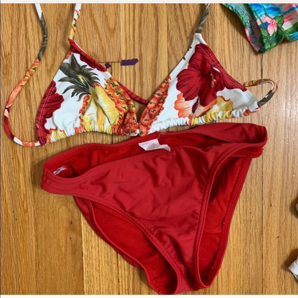 Red floral bikini